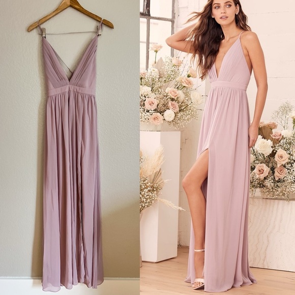 Ballroom Bliss Dusty Lilac Pleated Maxi Dress - Picture 1 of 8